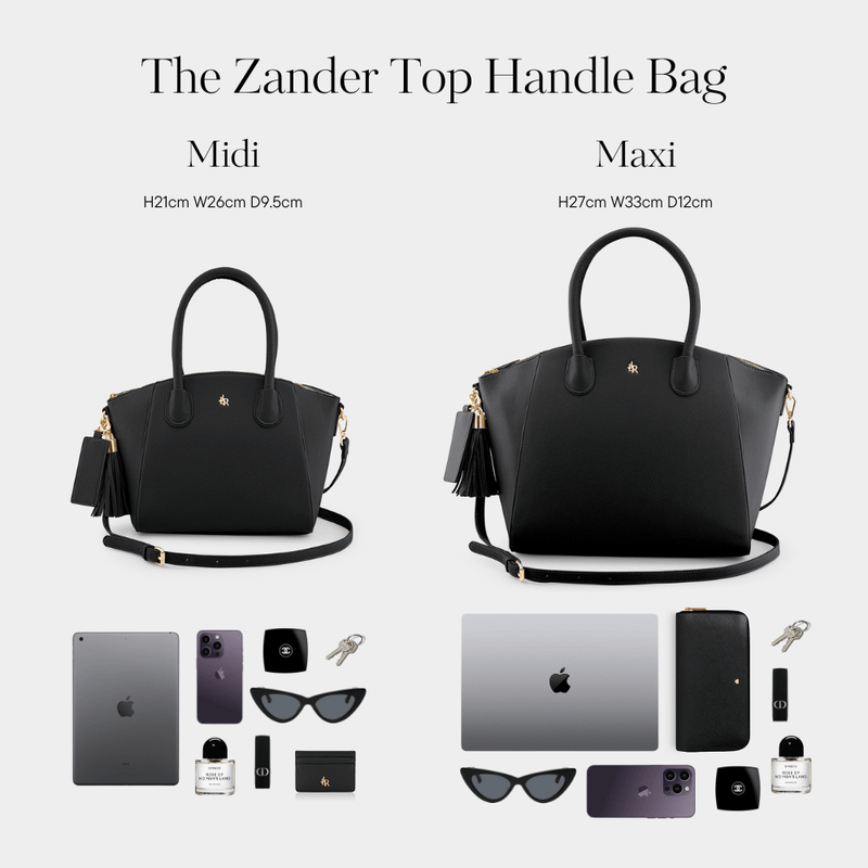 Black Zander Midi Top Handle Bag