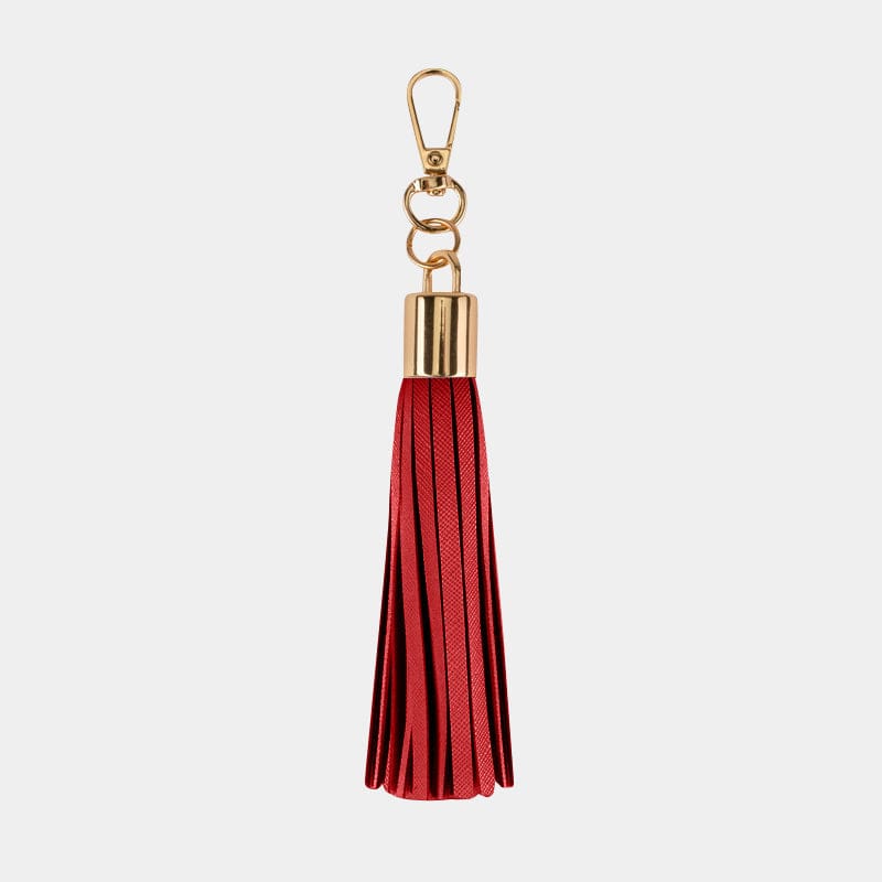 Luxe Red Vegan Leather Tassel Keyring