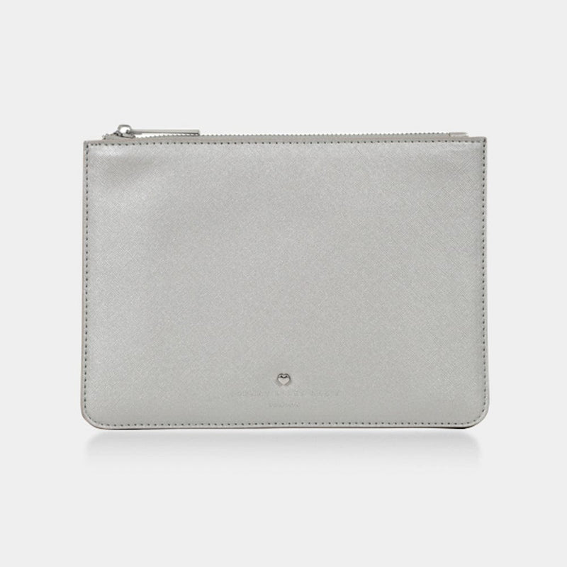 SILVER-JAMES-MEDIUM-POUCH-PERSPNALISE-CLUTCH-GIFT-JOHNNY-LOVES-ROSIE-JLR &INITIALS