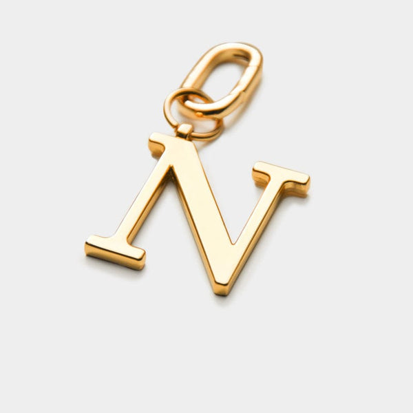 N - Gold Metal Letter Keyring