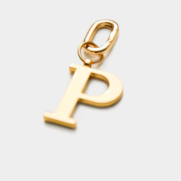 P - Gold Metal Letter Keyring