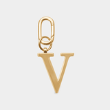V - Gold Metal Letter Keyring