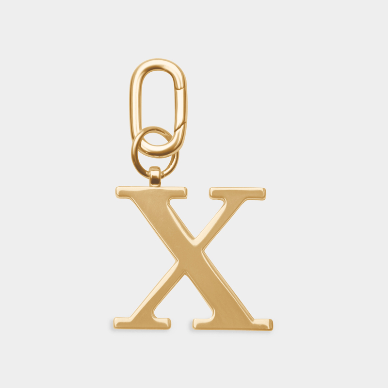 X - Gold Metal Letter Keyring