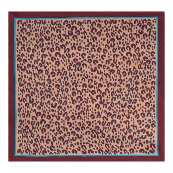 Red and Blue Leopard Print Scarf