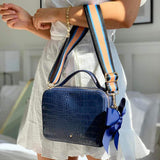Luxe Blue & Peach Stripe Bag Strap